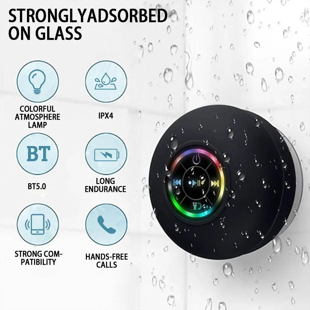 Portable Wireless Bluetooth Speaker – LED IPX4 Waterproof Mini Stereo Sound Box with Large Suction Cup - Big Cart Sky