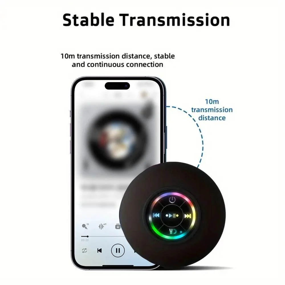 Portable Wireless Bluetooth Speaker – LED IPX4 Waterproof Mini Stereo Sound Box with Large Suction Cup - Big Cart Sky