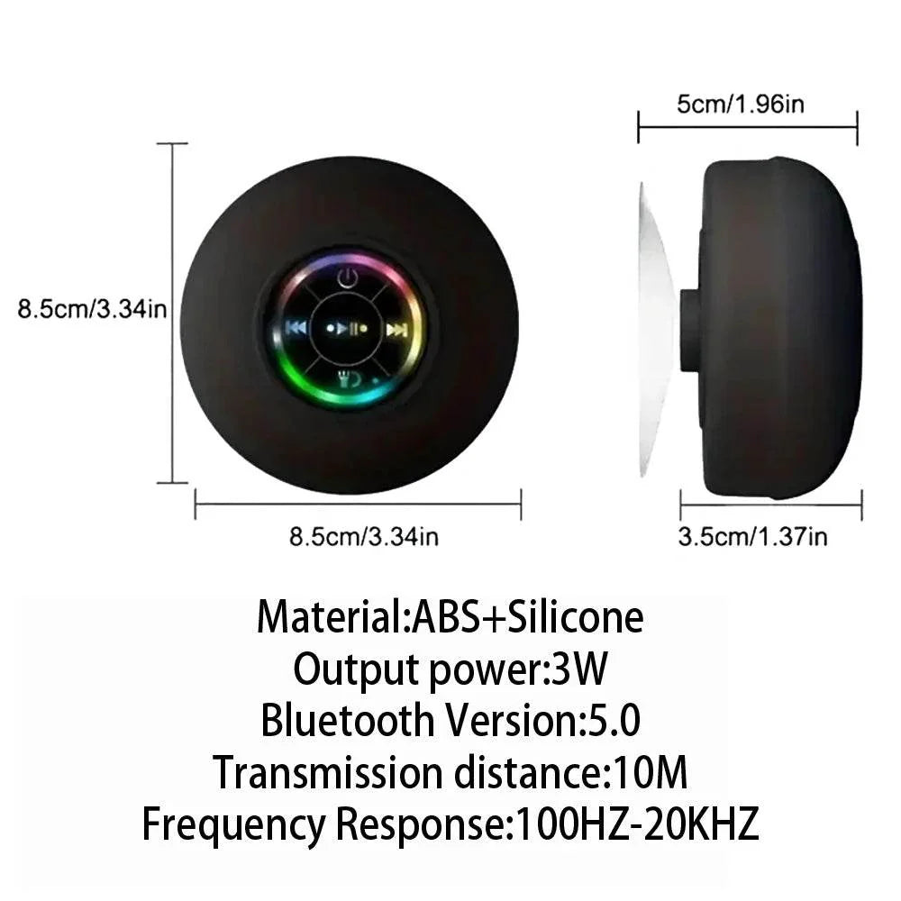 Portable Wireless Bluetooth Speaker – LED IPX4 Waterproof Mini Stereo Sound Box with Large Suction Cup - Big Cart Sky