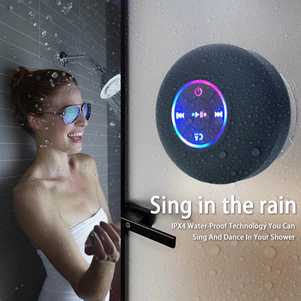 Portable Wireless Bluetooth Speaker – LED IPX4 Waterproof Mini Stereo Sound Box with Large Suction Cup - Big Cart Sky