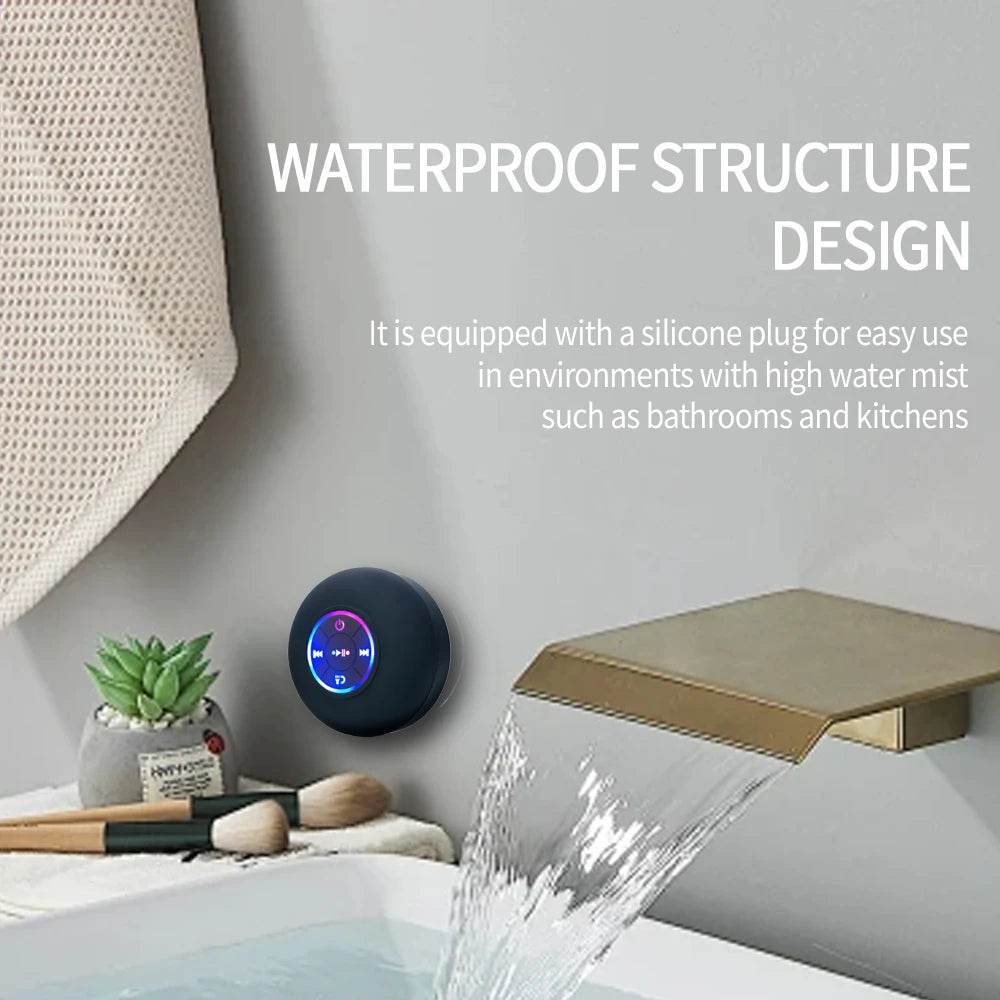 Portable Wireless Bluetooth Speaker – LED IPX4 Waterproof Mini Stereo Sound Box with Large Suction Cup - Big Cart Sky