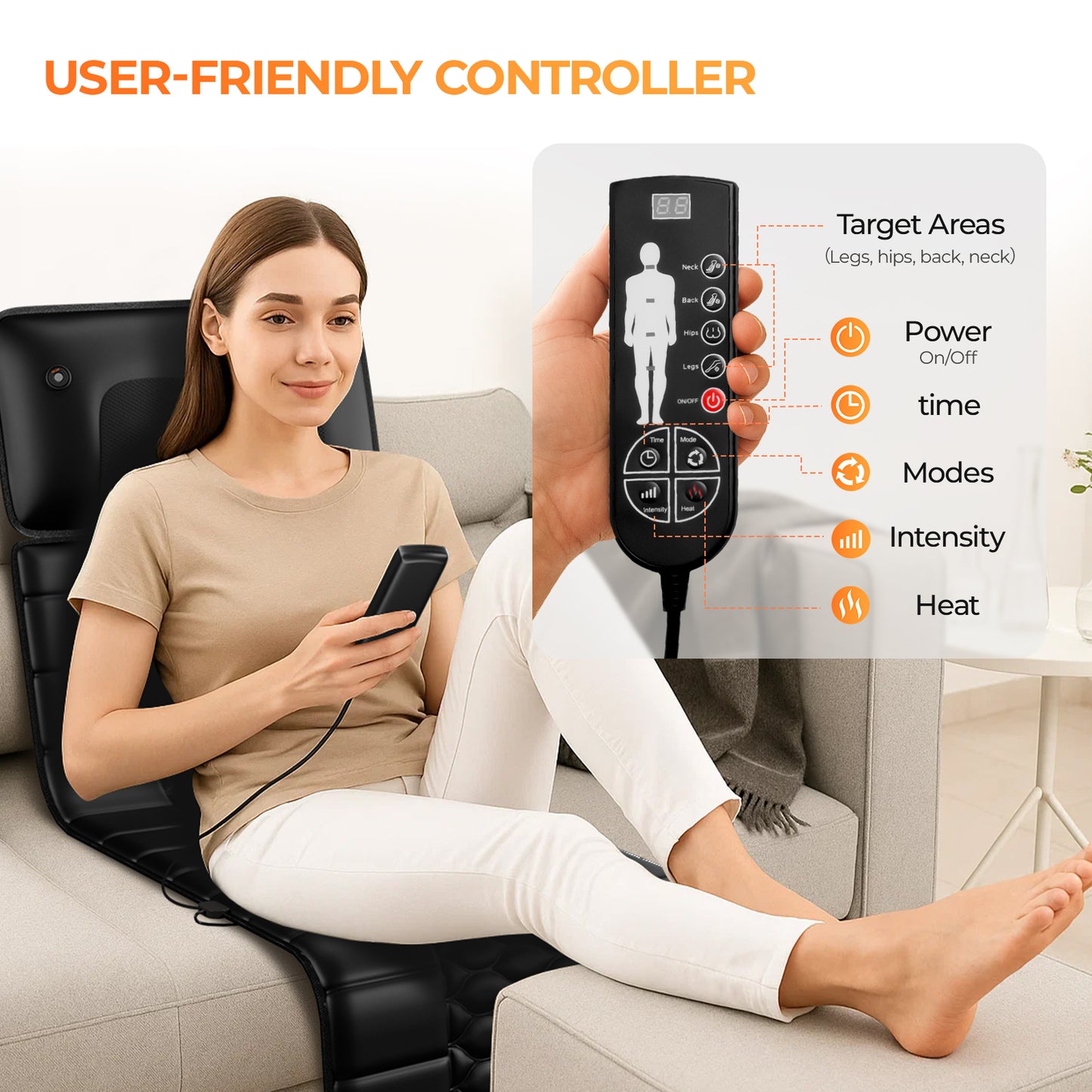Amazon Restricted Products  Foldable Massage Mattress Controller With Smart Heating And Timer, Perfect For Full-body Relaxation At Home, Portable And Convenient For Home Use - Big Cart Sky