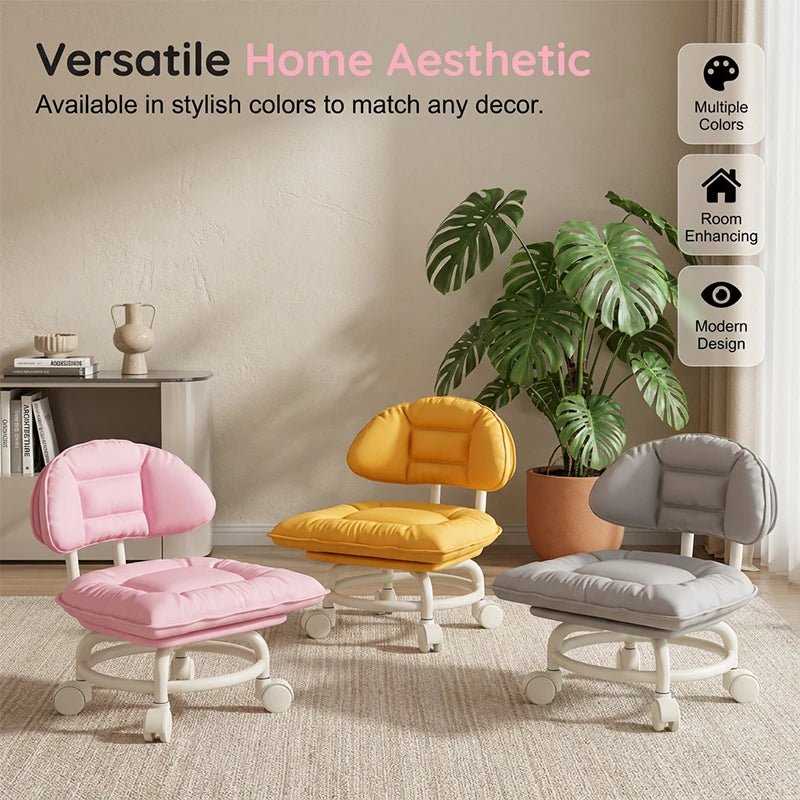 Rolling Low Stool with Backrest