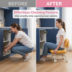 Rolling Low Stool with Backrest
