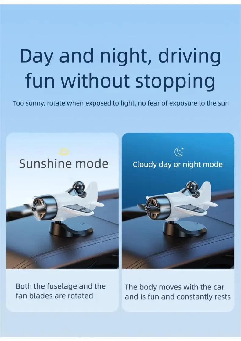 Solar Powered Rotating Airplane Dashboard Ornament