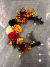 Crescent Moon Cat Halloween Wreath