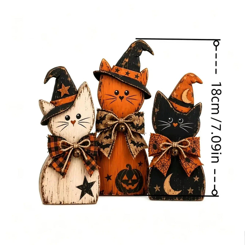 Retro Wooden Halloween Tabletop Decoration Set
