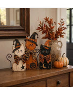 Retro Wooden Halloween Tabletop Decoration Set
