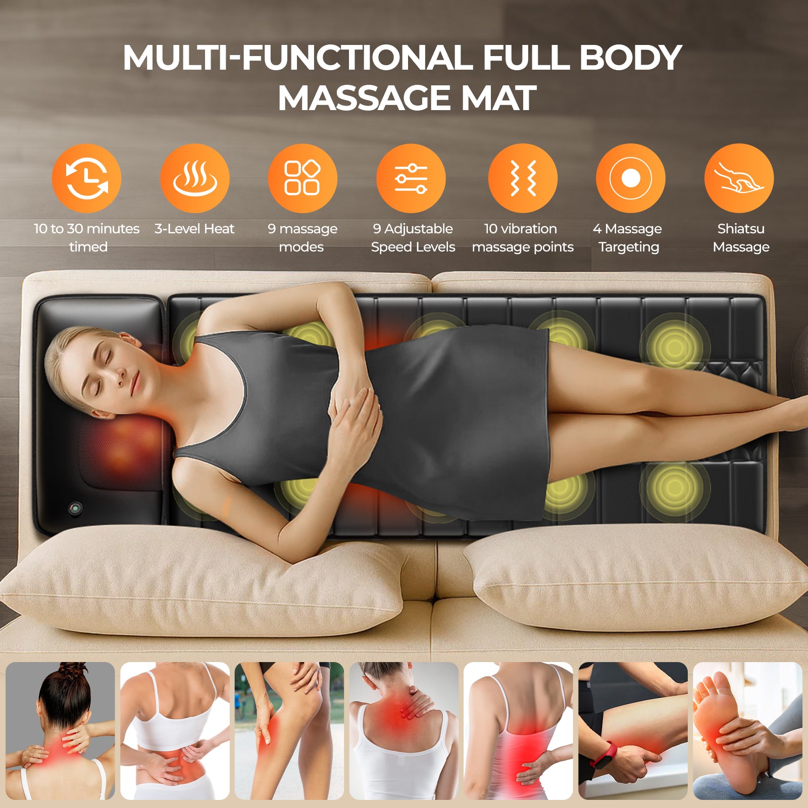 Amazon Restricted Products  Foldable Massage Mattress Controller With Smart Heating And Timer, Perfect For Full-body Relaxation At Home, Portable And Convenient For Home Use - Big Cart Sky