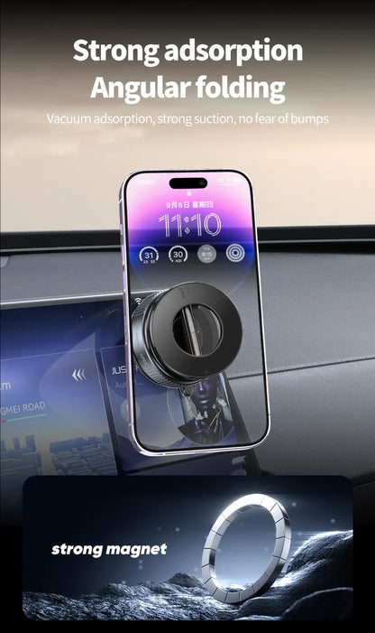 Strong Magnetic Car Phone Holder – Foldable, 360° Adjustable | Vacuum Mount for Car, Desk, Bathroom - Big Cart Sky