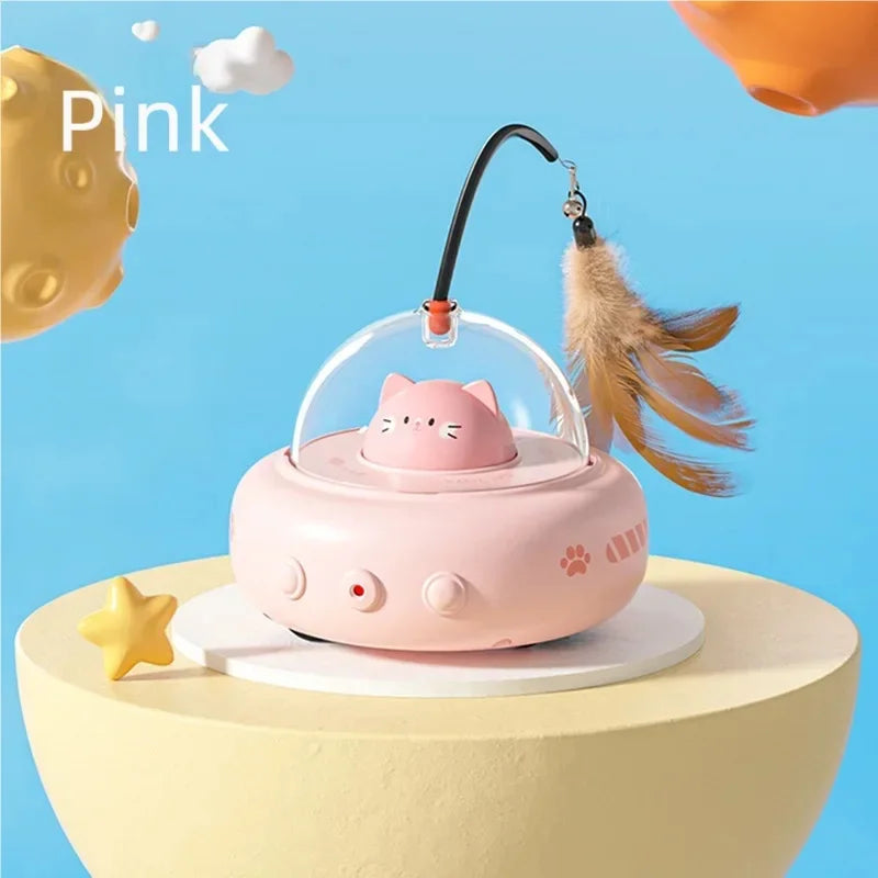 Smart UFO Cat Toy: Bell & Feather Fun
