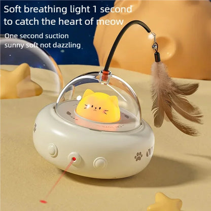 Smart UFO Cat Toy: Bell & Feather Fun