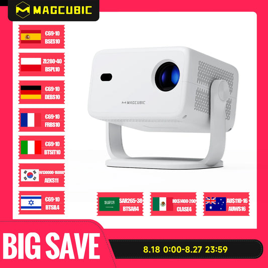 Magcubic Native 1080P 650ANSI 4K Android 11 L018 360° Projector With Auto Keystone Focus Air Mouse Wifi6 BT5.2 Portable Outdoor - Big Cart Sky