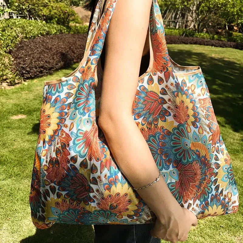 Eco-Friendly Handbag Tote With Large Waterproof Storage For Grocery Hauls - Big Cart Sky