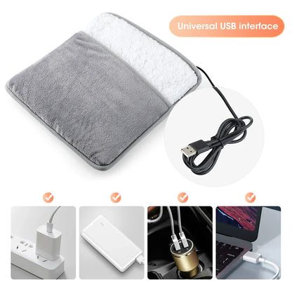 USB Electric Foot Warmer Heating Pad Soft Plush Washable Winter Heater Mat - Big Cart Sky