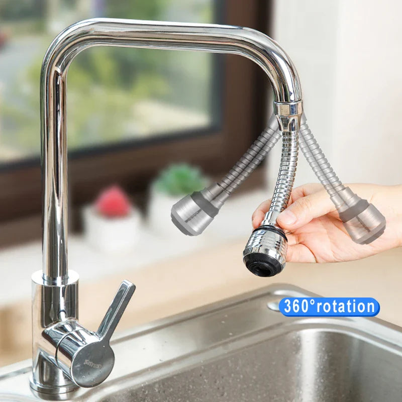 Kitchen Stainless Steel Faucet Sprinkler Water-saving Device Lengthening Rotating Splash Proof Sprinkler Spray Extender Bubbler - Big Cart Sky