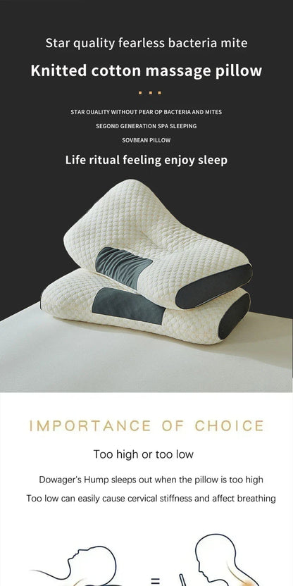 Cervical Support Orthopedic Neck Pillow with 3D Massage & Antibacterial Breathable Mesh - Big Cart Sky