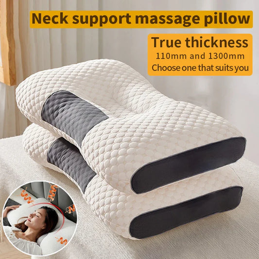 Cervical Support Orthopedic Neck Pillow with 3D Massage & Antibacterial Breathable Mesh - Big Cart Sky