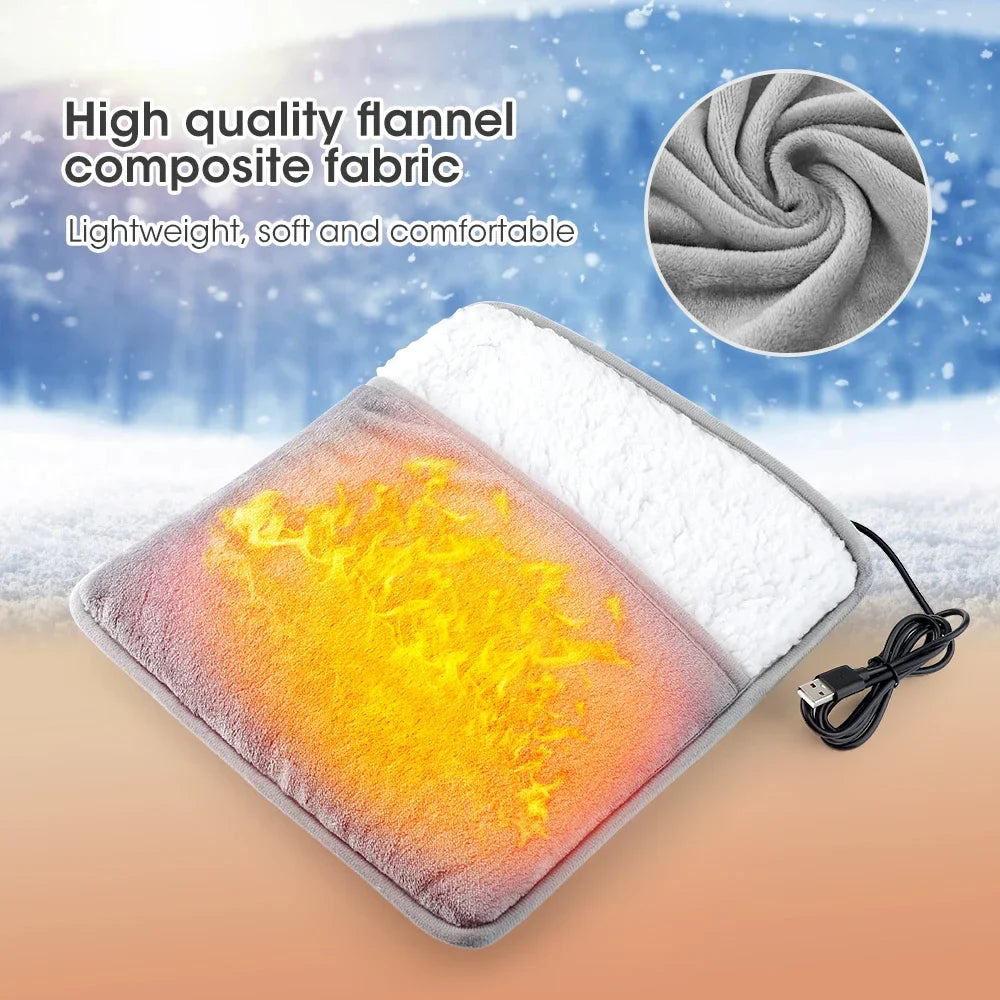 USB Electric Foot Warmer Heating Pad Soft Plush Washable Winter Heater Mat - Big Cart Sky