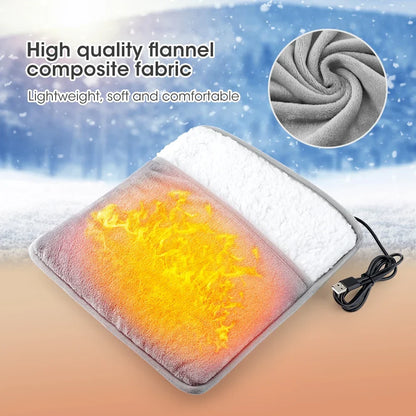 USB Electric Foot Warmer Heating Pad Soft Plush Washable Winter Heater Mat - Big Cart Sky