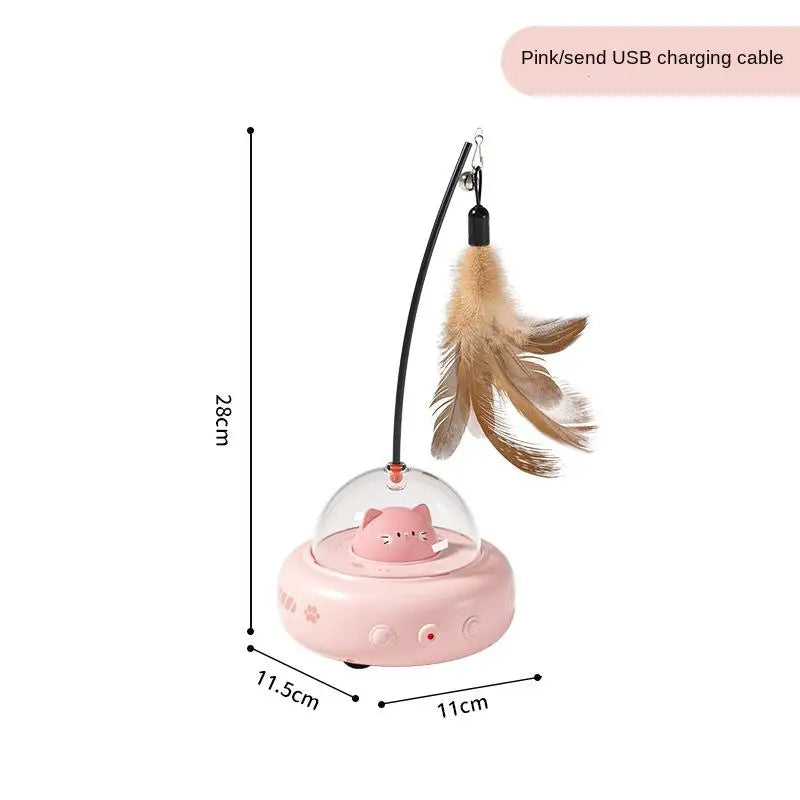 Smart UFO Cat Toy: Bell & Feather Fun