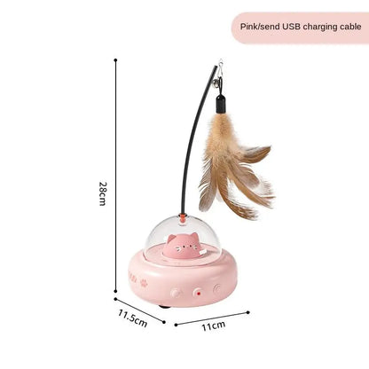 Smart UFO Cat Toy: Bell & Feather Fun