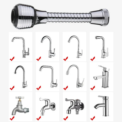 Kitchen Stainless Steel Faucet Sprinkler Water-saving Device Lengthening Rotating Splash Proof Sprinkler Spray Extender Bubbler - Big Cart Sky