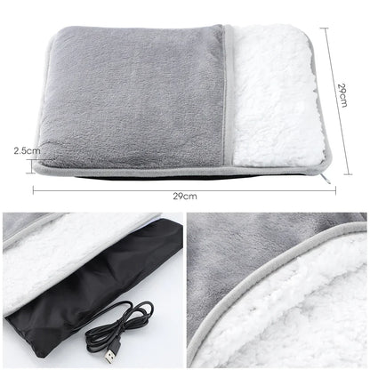 USB Electric Foot Warmer Heating Pad Soft Plush Washable Winter Heater Mat - Big Cart Sky