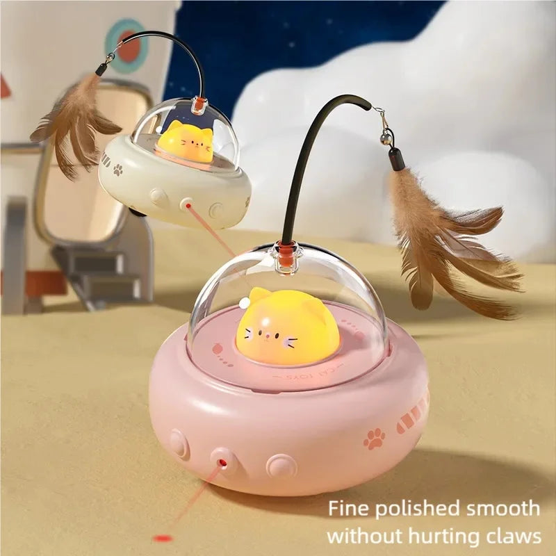 Smart UFO Cat Toy: Bell & Feather Fun