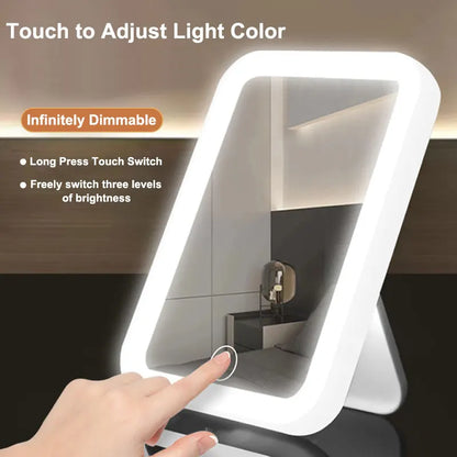 Portable LED Vanity Mirror – USB Rechargeable Makeup Mirror with Touch Control & 3 Light Modes - Big Cart Sky