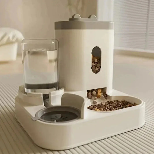 Universal Pet Feeder Station - Automatic Cat Feeder and Water Dispenser for Cats and Dogs - Easy-to-Clean Plastic Material, No Battery Required, Uncharged, Space-Saving Design - Big Cart Sky