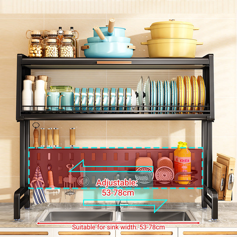 Retractable Hole Plate Kitchen Countertop Dish Drain Rack Multifunctional - Big Cart Sky