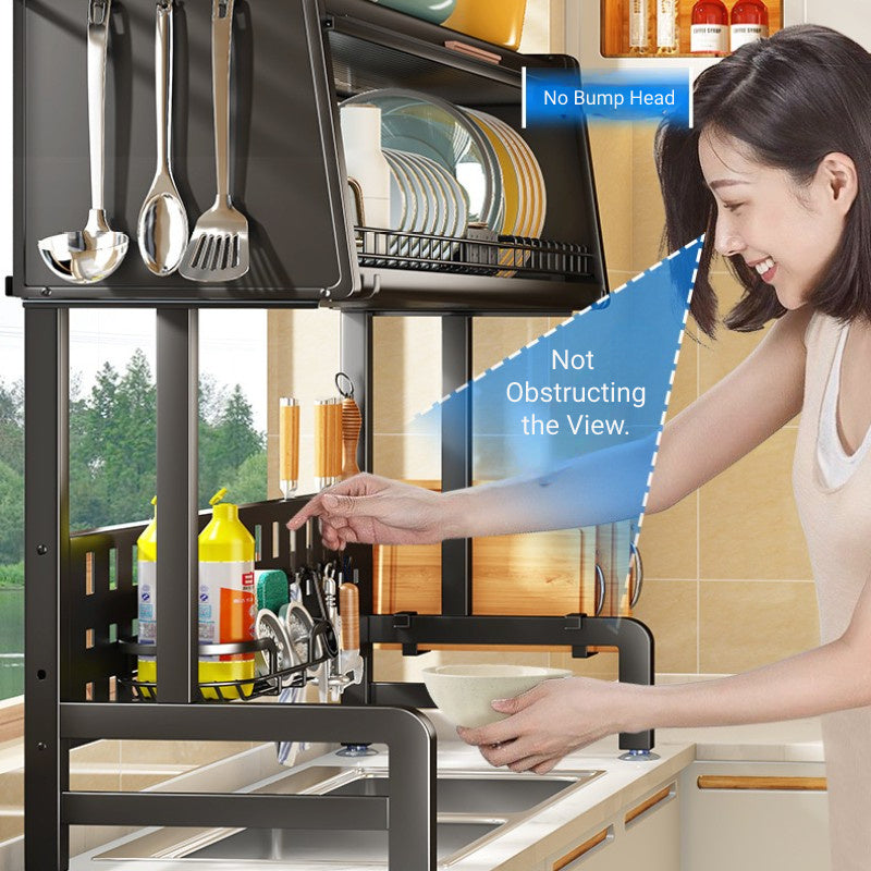 Retractable Hole Plate Kitchen Countertop Dish Drain Rack Multifunctional - Big Cart Sky