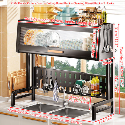 Retractable Hole Plate Kitchen Countertop Dish Drain Rack Multifunctional - Big Cart Sky