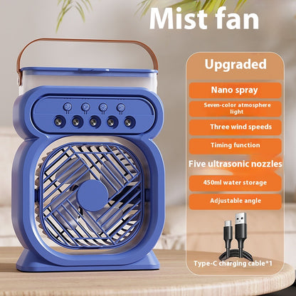 3 In 1 Portable Air Conditioner Evaporative Air Cooler LED Night Lights 3 Speeds Humidifier Fan For Home Office - Big Cart Sky