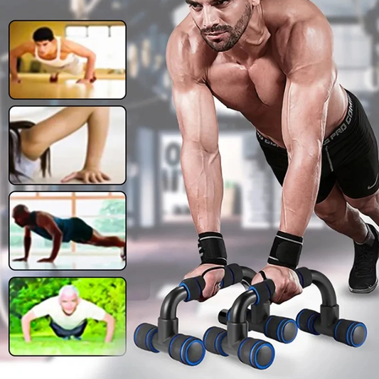 U-shaped Push-up Rack Fitness Equipment Hand Sponge Grip Muscle Training Push Up Bar Chest Home Gym Body Building - Big Cart Sky