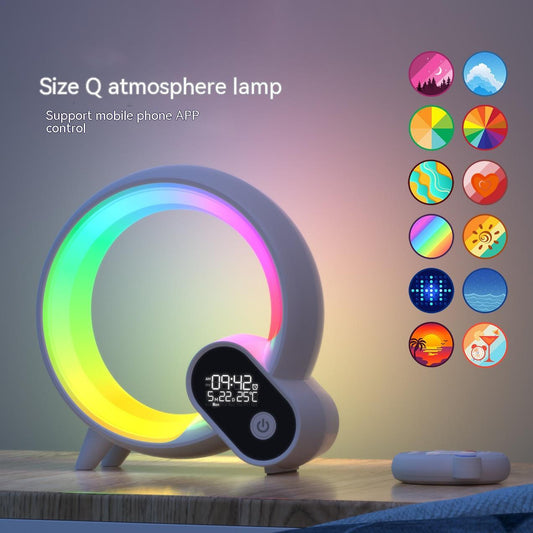 Creative Q Light Analog Sunrise Digital Display Alarm Clock Bluetooth Audio Intelligent Wake-up Q Colorful Atmosphere Light - Big Cart Sky
