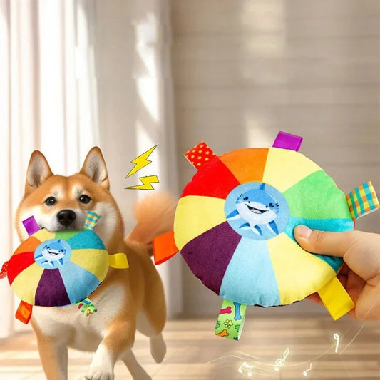 Rainbow Plush Dog Frisbee