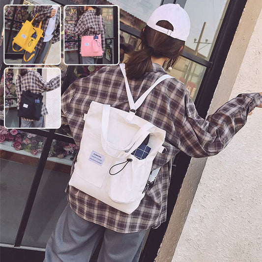 Harajuku Canvas Bags Students Handbag With Pockets Preppy Buckpack Shoulder Bag For Women Shoolbags - Big Cart Sky