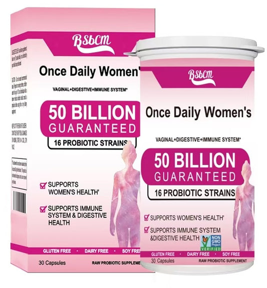 Once Daily Probiotics For Women 50 Billion CFU 16 Probiotic Strains With Organic Prebiotics For Digestive, Vaginal & Immune Health, Dairy Free, Shelf Stable 30 Capsules - Big Cart Sky