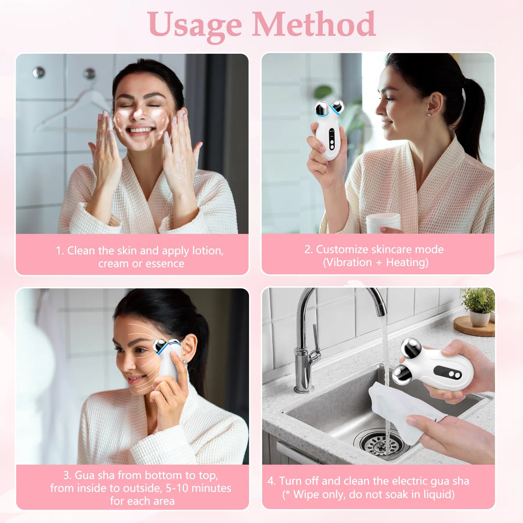 Anti Aging And Wrinkles Microcurrent Facial Device, Boost Skin Care Products Absorption - White - Big Cart Sky