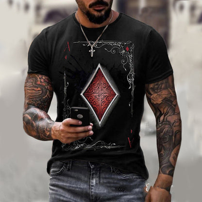 Playing Card Printing Men's T-Shirt Top - Big Cart Sky