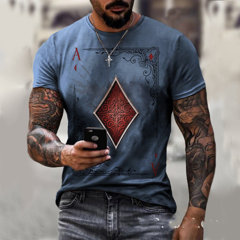 Playing Card Printing Men's T-Shirt Top - Big Cart Sky
