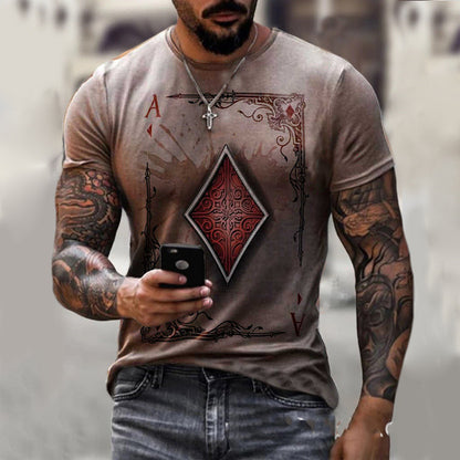 Playing Card Printing Men's T-Shirt Top - Big Cart Sky