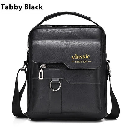 Popular Men's Messenger Bag One Shoulder Retro Business Backpack PU Leather Flaps Crossbody Bags Business Flap Male Solid Travel Bag - Big Cart Sky