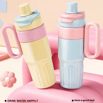 780ml Gradient Double Drink Thermal Cup Stainless Steel With Lid Coffee Cup Thermos Large Capacity Straw Cup For Male And Female - Big Cart Sky