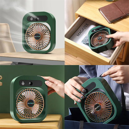 Air Conditioning Fan Desk Misting Fan Air Cooler Cooling USB Rechargeable Humidifier Portable Spray Fan With 3 Wind Speeds Mist Fan For Home - Big Cart Sky