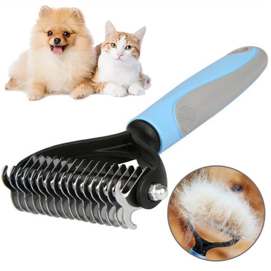 Grooming Brush For Pet Dog Cat Deshedding Tool Rake Comb Fur Remover Reduce 2-Side Dematting Tool For Dogs Cats Pets Grooming Brush Double Sided Shedding And Dematting Undercoat Rake Hair Removal Comb - Big Cart Sky