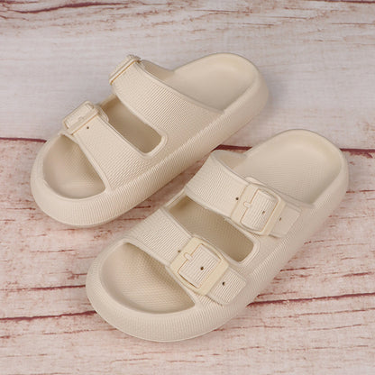 Platform Slippers Women's Summer Buckle Home Shoes Fashion Outdoor Wear Soft Bottom Sandals - Big Cart Sky