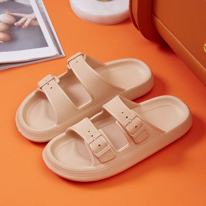 Platform Slippers Women's Summer Buckle Home Shoes Fashion Outdoor Wear Soft Bottom Sandals - Big Cart Sky